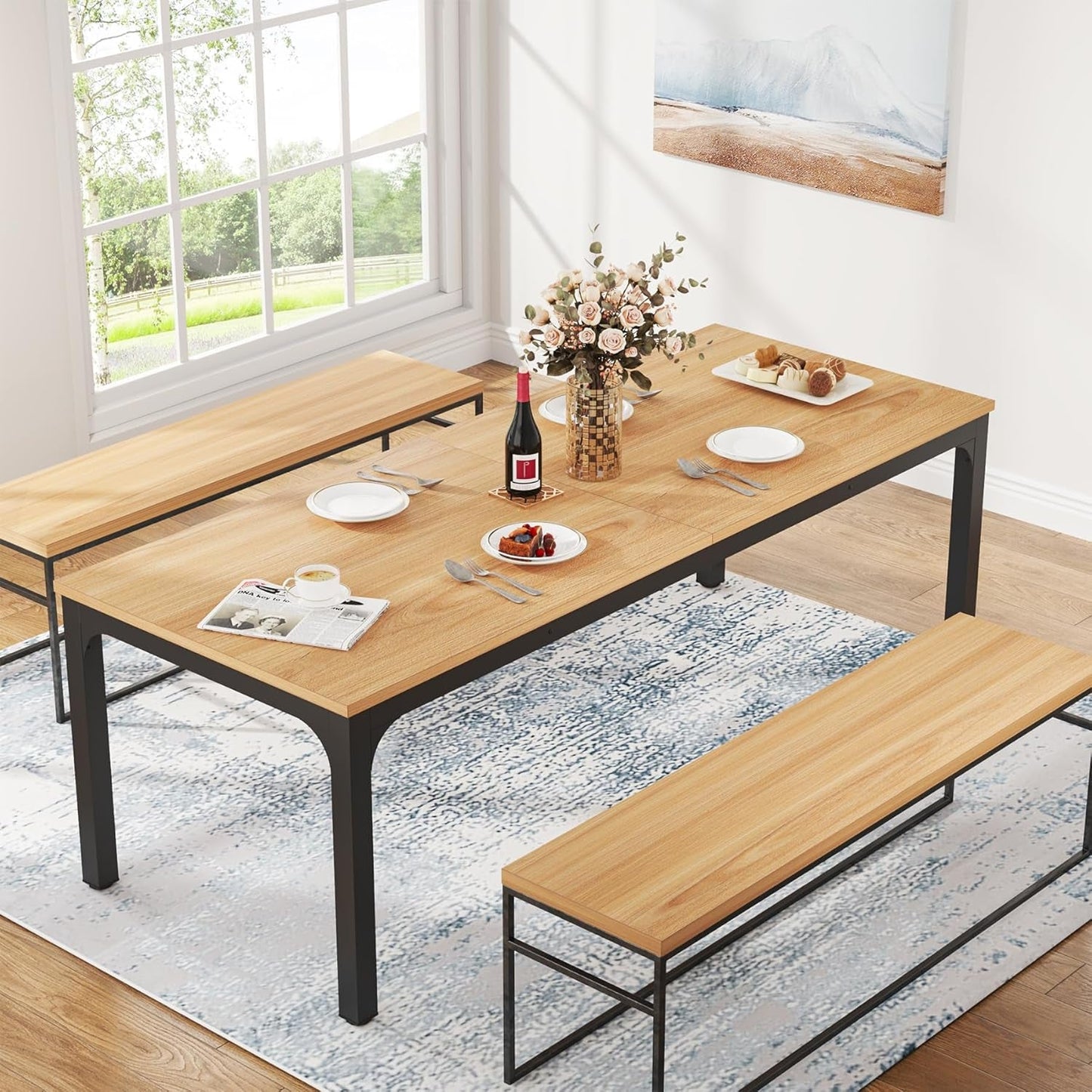 78" Modern Dining Table - Seats 6-8 | Large Family Entertainment