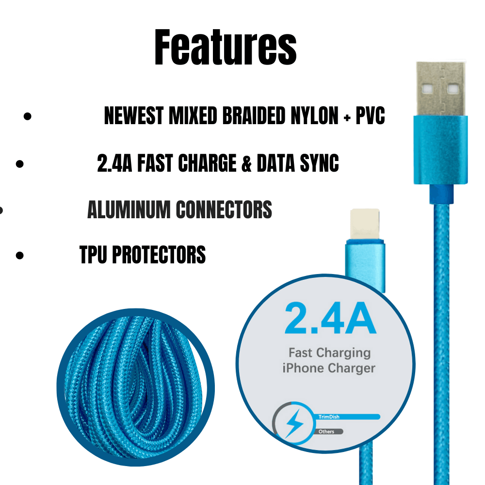 iPhone Charging Bundle - 2-Pack 10FT Nylon Braided Cables