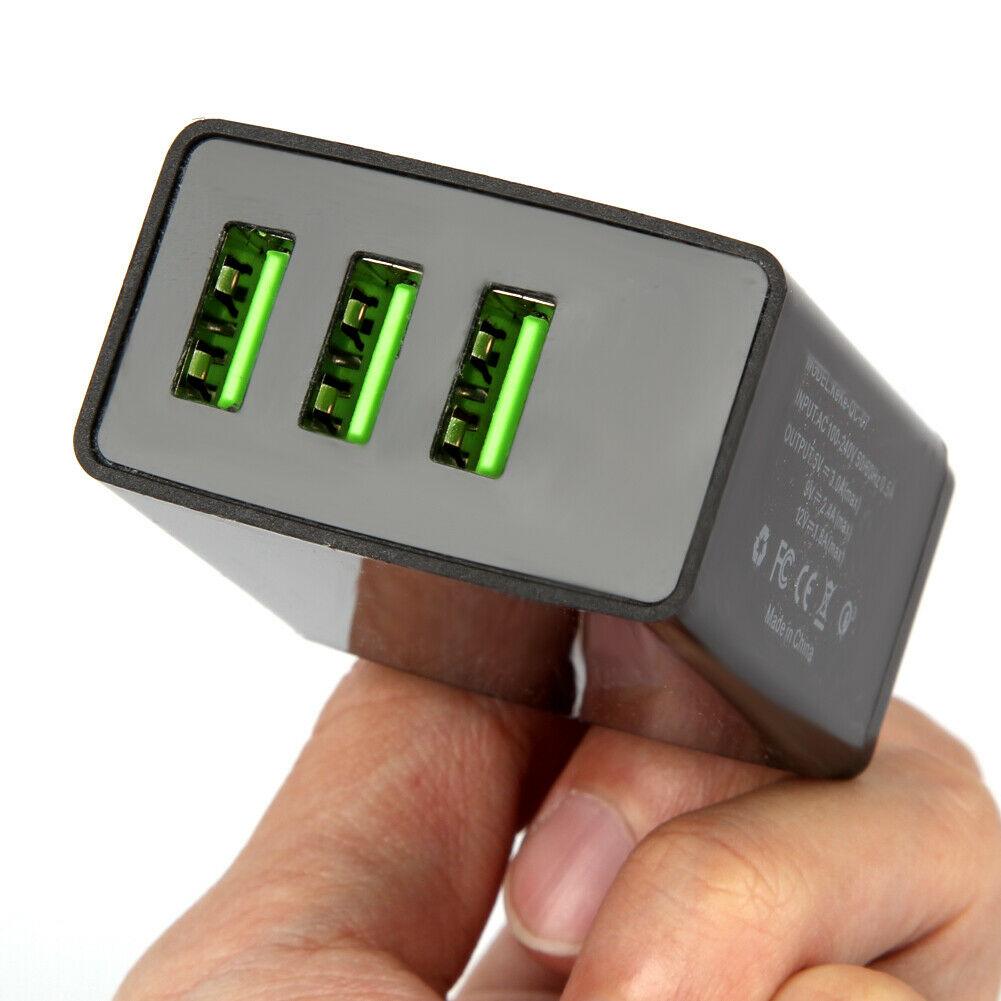 3 Port LED Fast Quick Charge QC 3.0 USB Hub Display Wall Charger